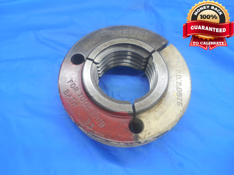 2 1/4 4 NS 3 THREAD RING GAGE 2.25 4.0 GO ONLY P.D. = 2.0876 UNS-3 INSPECTION - DW8692BU