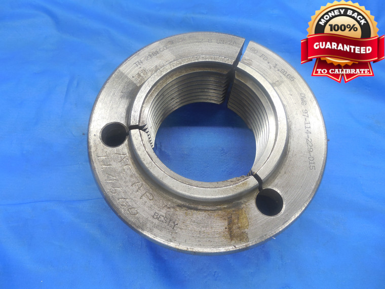 2" 8 UN 2A THREAD RING GAGE 2.0 GO ONLY P.D. = 1.9165 N-2A 2"-8 INSPECTION CHECK - DW8701BU