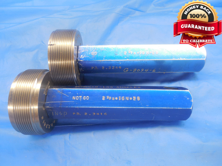 2 3/8 16 N 2B THREAD PLUG GAGE 2.375 GO NO GO P.D.'S = 2.3344 & 2.3416 UN-2B - DW8704BU