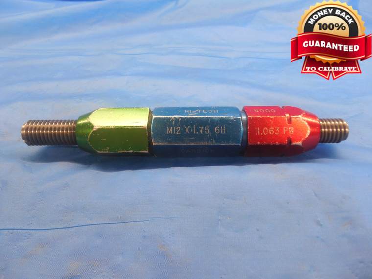 M12 X 1.75 6H CARBIDE THREAD PLUG GAGE 12.0 GO NO GO P.D.'S = 10.863 & 11.063 - DW8814BU