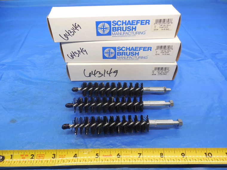 LOT OF 3 NEW SCHAEFER 7/8" DIA NYLON CONDENSOR TUBE BRUSH SINGLE SPIRAL 6" OAL