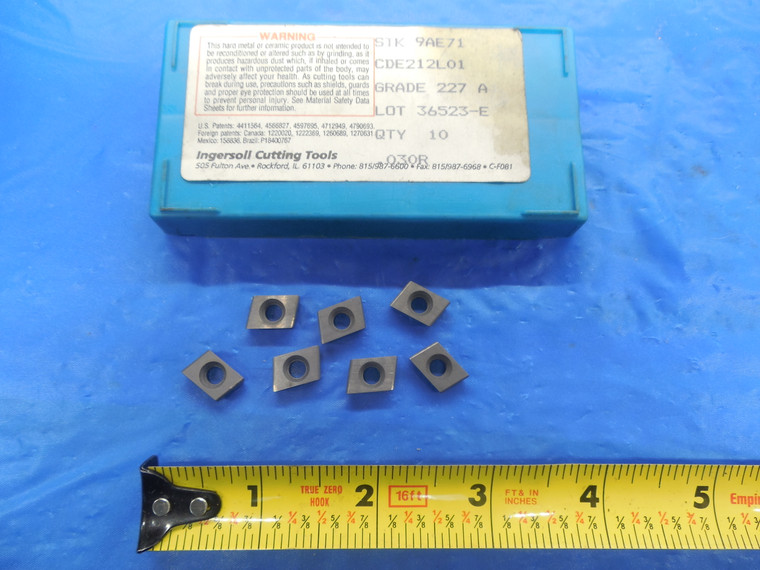 7PCS NEW INGERSOLL CDE212L01 227 A CARBIDE INSERTS CDE 212 L01 INDEXABLE 227A