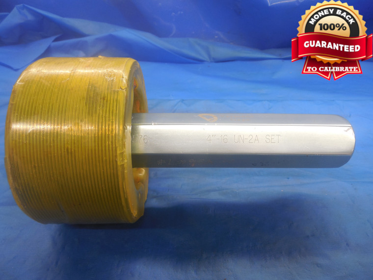 4" 16 UN 2A VERMONT THREAD PLUG GAGE 4.0 GO ONLY P.D. = 3.9576 N-2A INSPECTION - DW9131HX