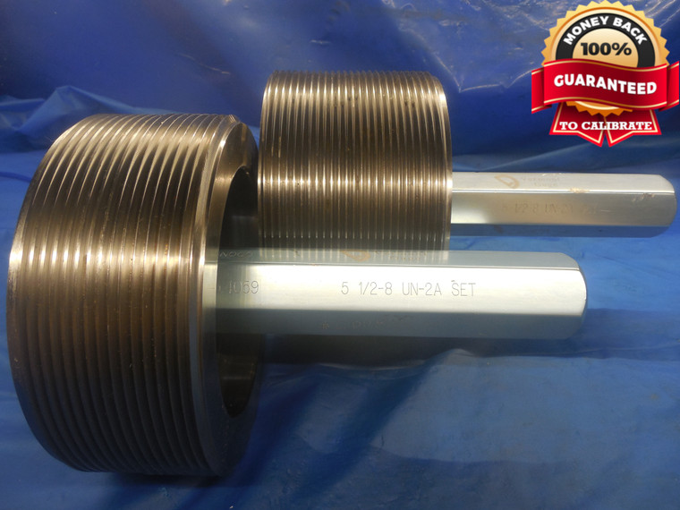 5 1/2 8 UN 2A VERMONT SET THREAD PLUG GAGE 5.5 GO NO GO P.D.'S = 5.4158 & 5.4059 - DW9129HX