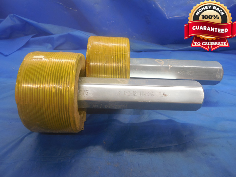 3 1/2 12 UN 2A VERMONT SET THREAD PLUG GAGE 3.5 GO NO GO PD'S = 3.4440 & 3.4376 - DW9157HX