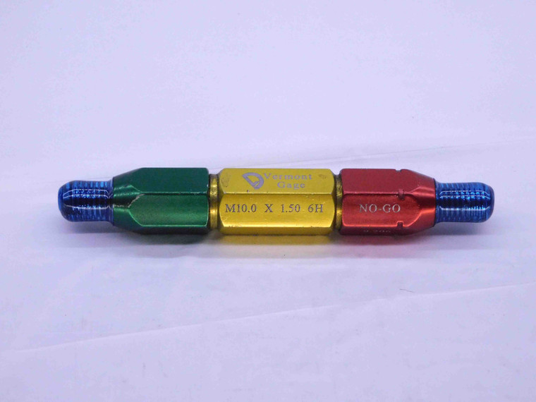 M10 X 1.5 6H METRIC VERMONT THREAD PLUG GAGE 10 GO NO GO P.D.'S = 9.026 & 9.206 - DW0681FCRL