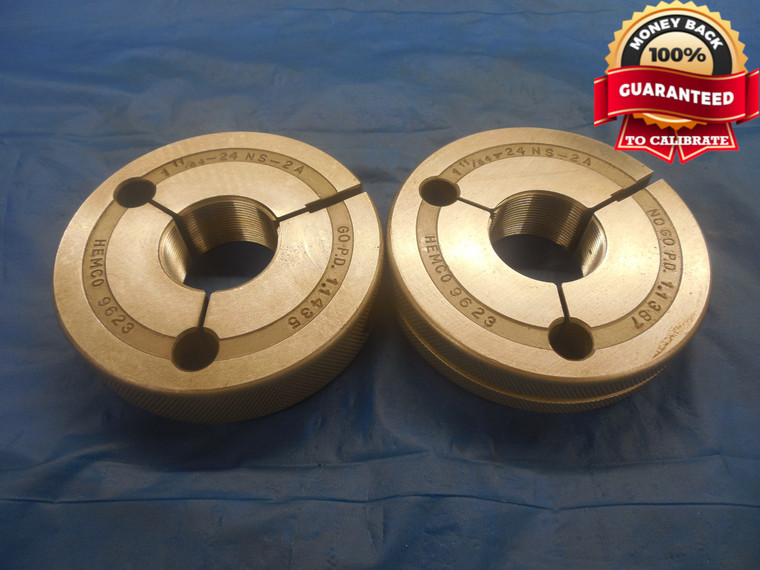 1 11/64 24 NS 2A THREAD RING GAGES 1.171875 GO NO GO P.D.'S = 1.1435 & 1.1387 - DW9231BU