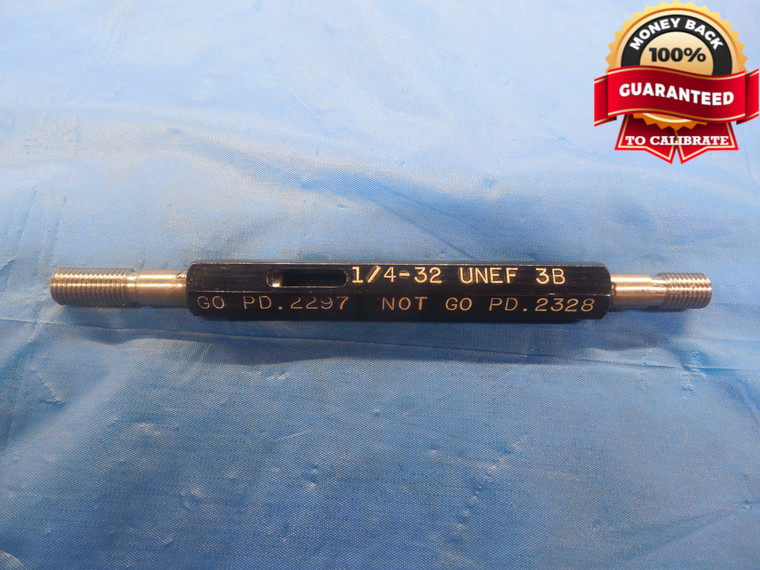 1/4 32 UNEF 3B LEFT HAND THREAD PLUG GAGE .25 GO NO GO P.D.'S = .2297 & .2328 - DW9376BU