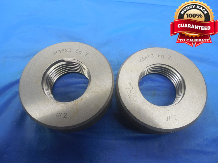M36 X 3 6g METRIC SOLID THREAD RING GAGES GO NO GO P.D.'S = 34.003 & 33.803 - DW9438BU