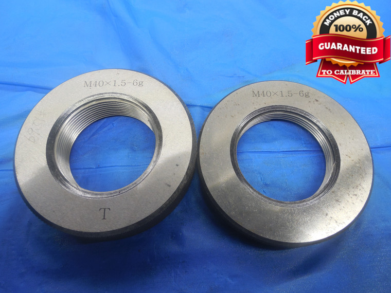 M40 X 1.5 6g METRIC SOLID THREAD RING GAGES GO NO GO P.D.'S = 38.994 & 38.844 - DW9452BU