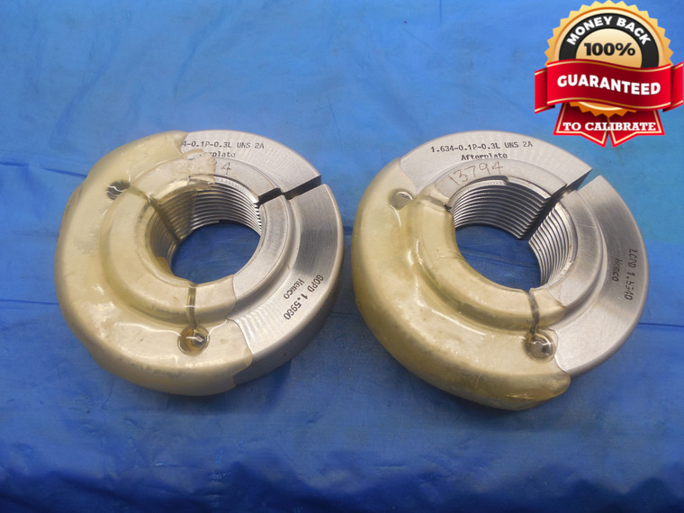 1.634 10 UNS 2A TRIPLE LEAD THREAD RING GAGES GO NO GO P.D.'S = 1.5980 & 1.5940 - DW9513RD