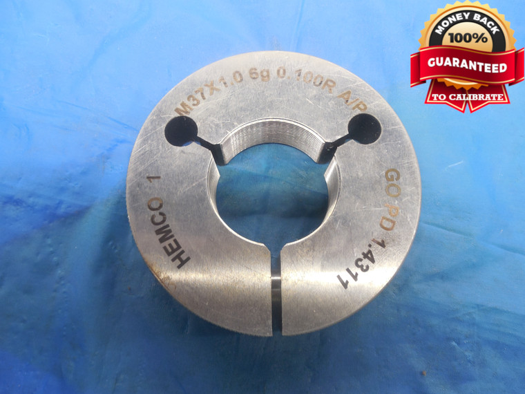 M37 X 1 6g METRIC 0.100R THREAD RING GAGE GO ONLY P.D. = 1.4311 INSPECTION CHECK - DW9588RD