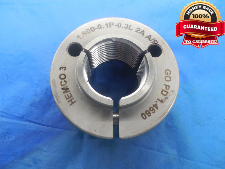 1 1/2 10 2A TRIPLE LEAD THREAD RING GAGE 1.5 GO ONLY P.D. = 1.4660 1.50 1.500 - DW9583RD