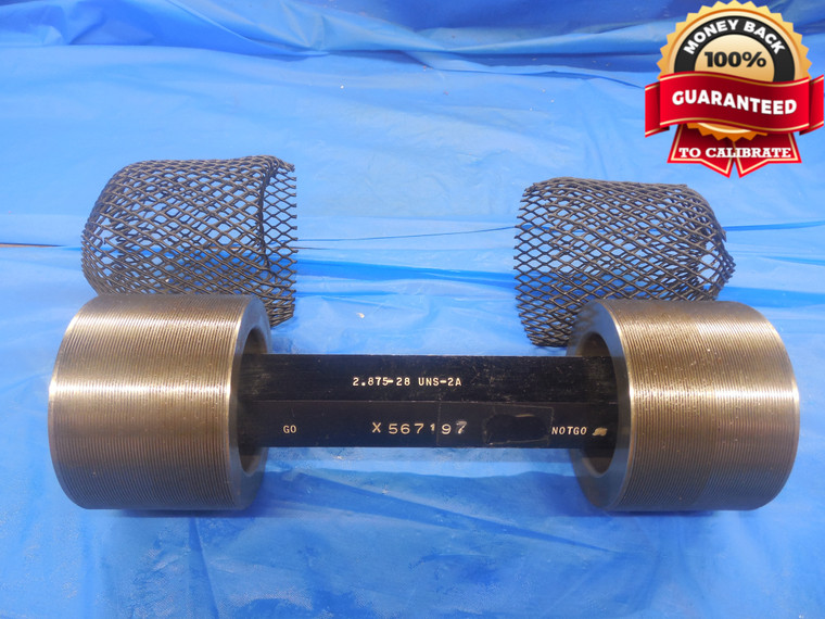 2 7/8 28 UNS 2A SET THREAD PLUG GAGE 2.875 GO NO GO P.D.'S = 2.8504 & 2.8458 - DW9637BU