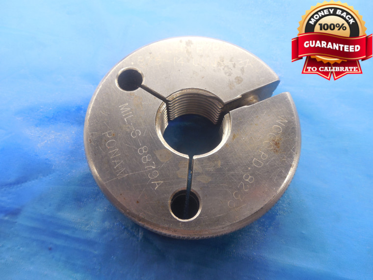 7/8 14 UNJS 3A BEFORE PLATE LEFT HAND THREAD RING GAGE .875 NO GO ONLY PD= .8233 - DW9640BU