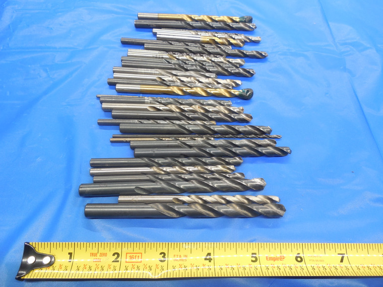 31PC LOT HSS TWIST DRILL BITS VARIOUS BRANDS AND SIZES FROM #39 UP TO 21/64 - MS2158HX