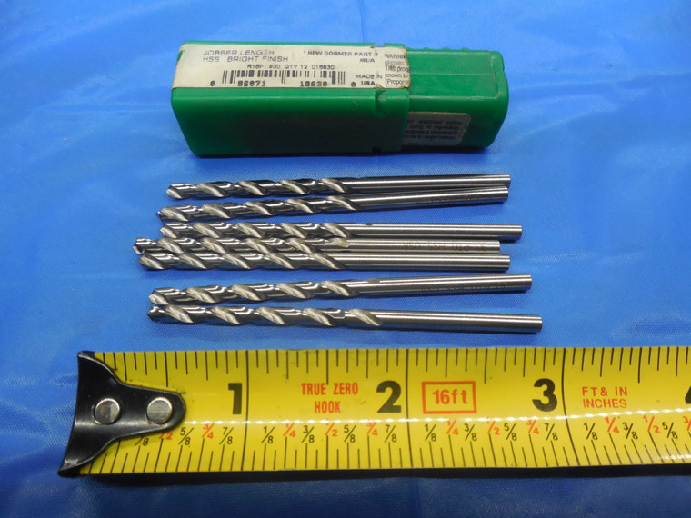 7PCS PRECISION #30 HSS JOBBER TWIST DRILL BIT 1/8 SHANK 1 5/8 LOC 018630 - MS2182BU