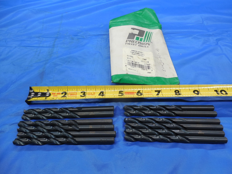 12PCS NEW PRECISION 7.60 mm BLACK OXIDE HSS JOBBER TWIST DRILL BIT 7.6 .3" - DW9811BU