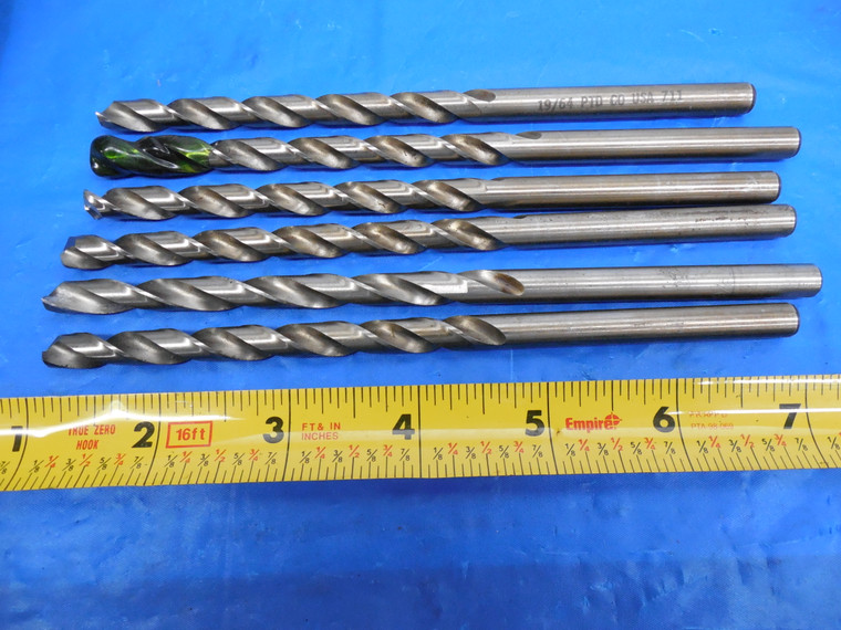 6PCS 19/64 COBALT TWIST DRILL BIT 3 3/4 LOC 6 1/4 OAL .296875 PTD 711 USA - MS2352BU