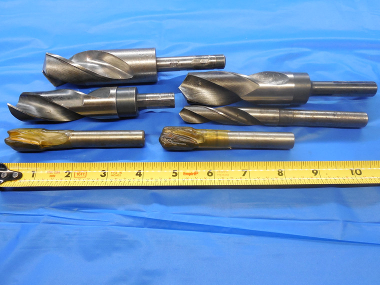 6PC LOT VARIOUS SIZES HSS REDUCED SHANK TWIST DRILL BITS & 3/4 COUNTERBORES - MS2468BU
