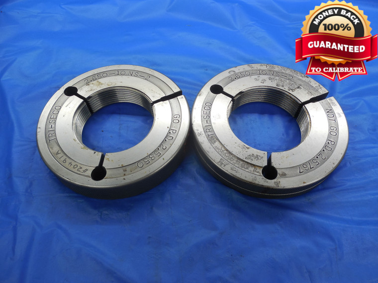 2.650 10 NS 2 THREAD RING GAGES 2.65 GO NO GO P.D.'S = 2.5850 & 2.5767 2.6500 - DW9974RD