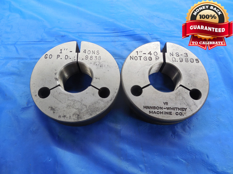 1" 40 NS 3 THREAD RING GAGES 1.0 GO NO GO P.D.'S = .9838 & .9805 1.00 1.000 - DW9958RD