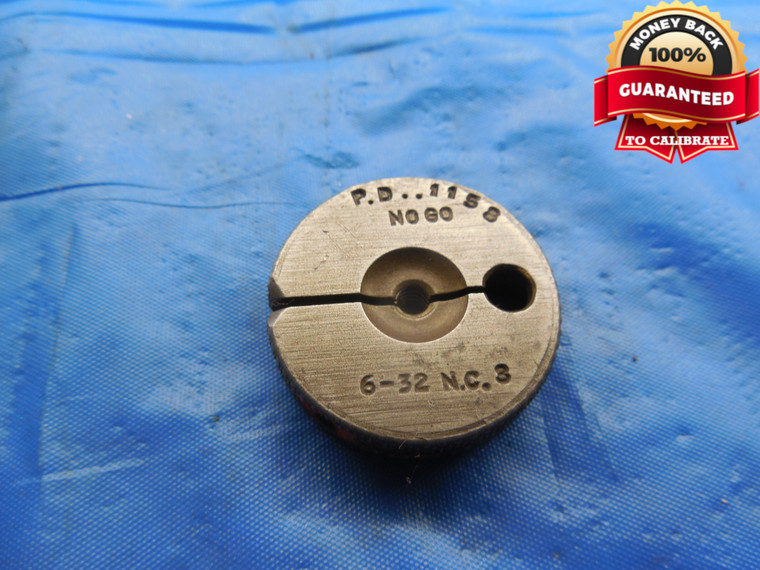 6 32 NC 3 THREAD RING GAGE #6 .138 NO GO ONLY P.D. = .1158 UNC-3 .1380 CHECK - DW9968RD