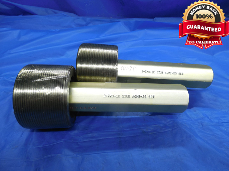 2 7/8 12 STUB ACME 2G SET THREAD PLUG GAGE 2.875 GO NO GO PD'S = 2.8367 & 2.8179 - DW9984BHTX