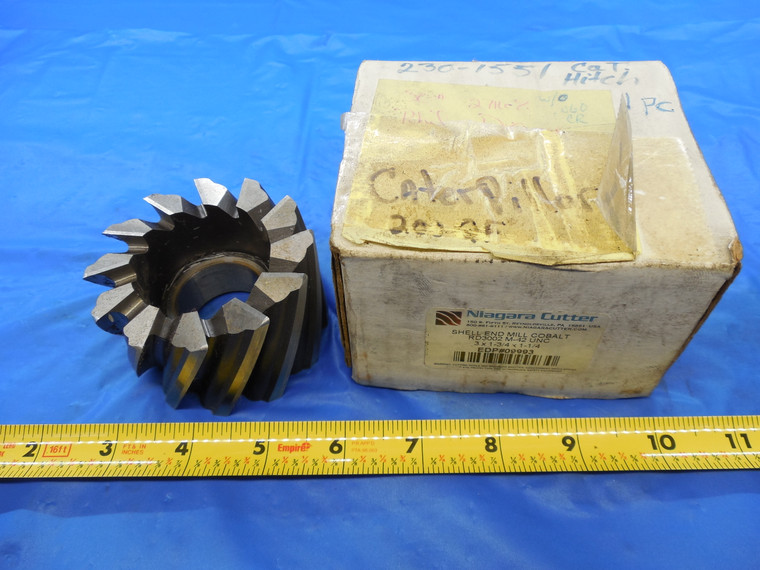 NIAGARA M-42 UNC 3" DIA COBALT SHELL END MILL 1 1/4 PILOT 1/2 KEY 1 3/4 LOC 3.0 - MS2581BU
