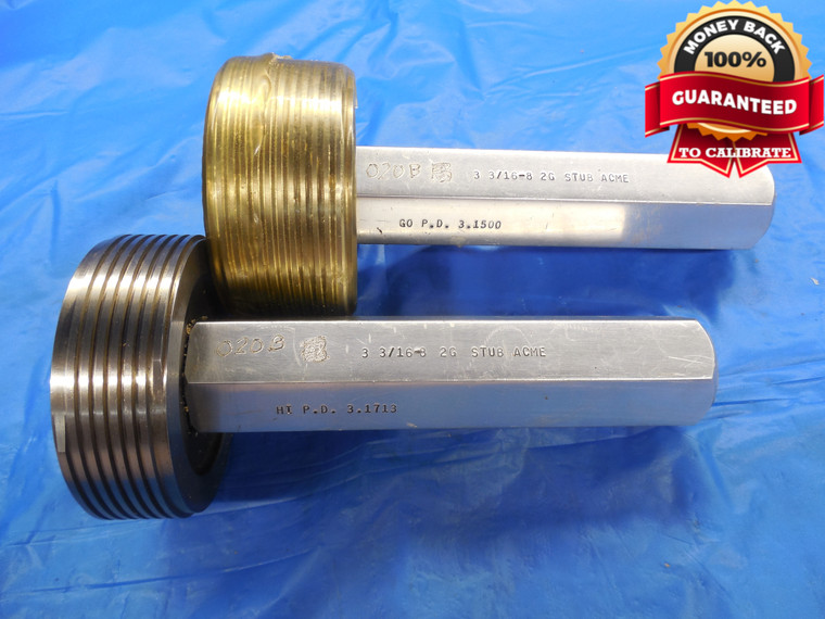 3 3/16 8 STUB ACME 2G THREAD PLUG GAGE 3.1875 GO NO GO P.D.'S = 3.1500 & 3.1713 - DW10070BHTX