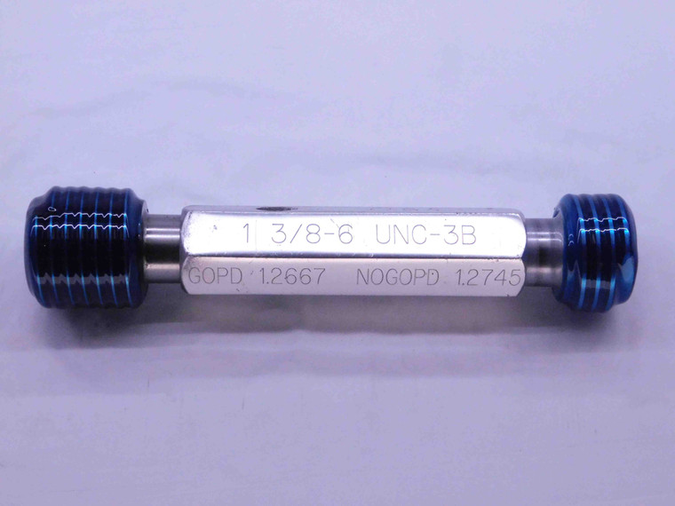 1 3/8 6 UNC 3B THREAD PLUG GAGE 1.375 1.3750 GO NO GO P.D.'S = 1.2667 & 1.2745 - DW10090BU