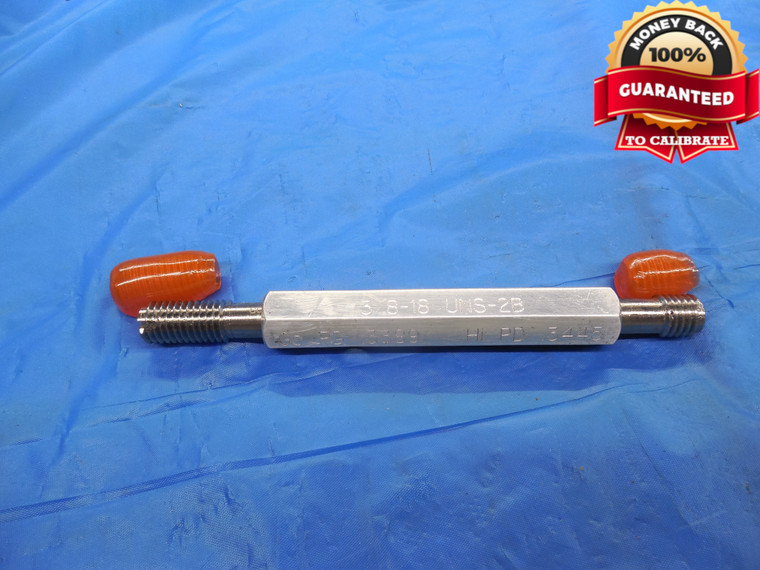 3/8 18 UNS 2B THREAD PLUG GAGE .375 GO NO GO P.D.'S = .3389 & .3445 .3750 CHECK - DW10182BU