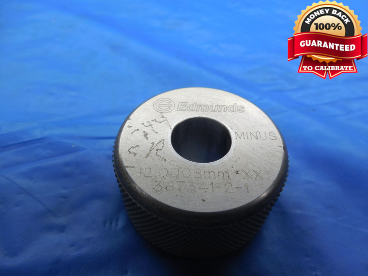 12.0008 CLASS XX MASTER PLAIN BORE RING GAGE 12.000 +.001 OVERSIZE 12 mm .4725 - DW10244BU