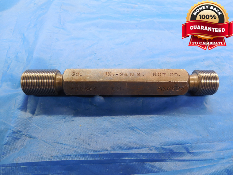 11/16 24 NS LEFT HAND THREAD PLUG GAGE .6875 GO NO GO P.D.'S = .6604 & .6628 - DW10339RD