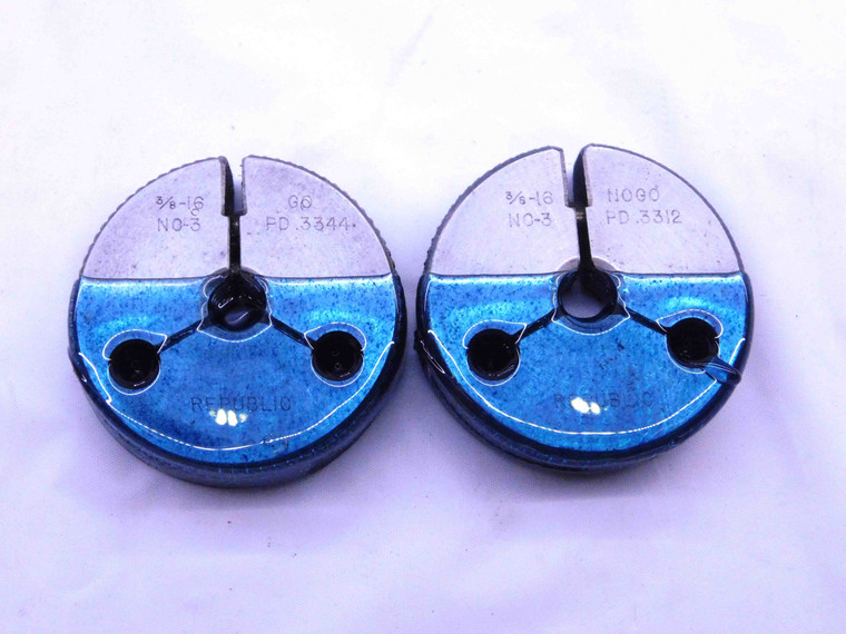 3/8 16 NC 3 THREAD RING GAGES .375 .3750 GO NO GO P.D.'S = .3344 & .3312 UNC-3 - DW10358RD
