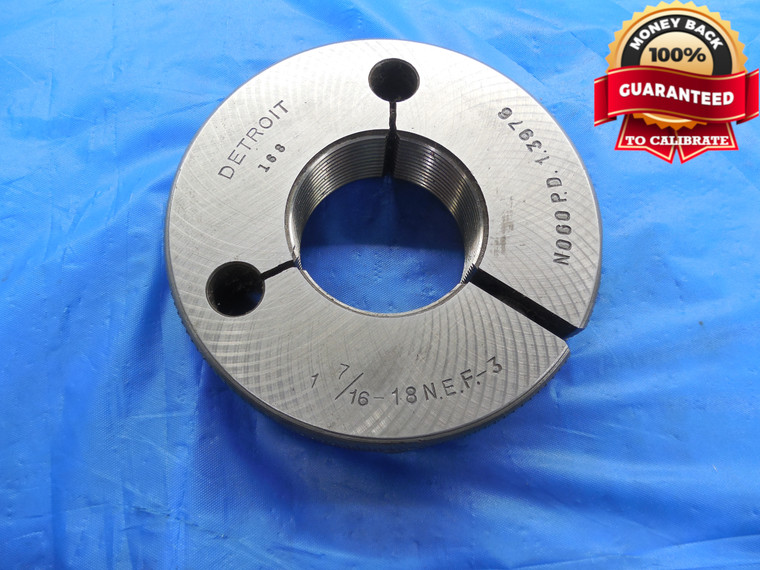 1 7/16 18 NEF 3 THREAD RING GAGE 1.4375 NO GO ONLY P.D. = 1.3976 UNEF-3 CHECK - DW10408RD