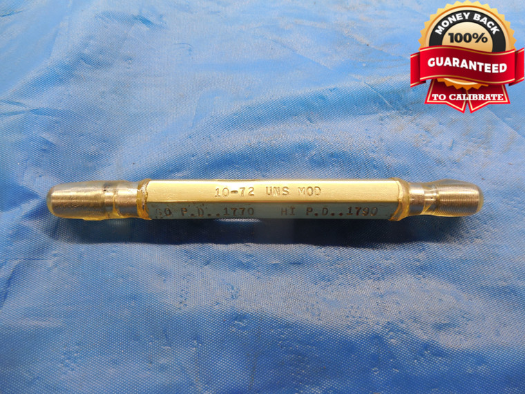 10 72 UNS MOD MODIFIED THREAD PLUG GAGE #10 .190 GO NO GO P.D.'S = .1770 & .1790 - DW10411RD