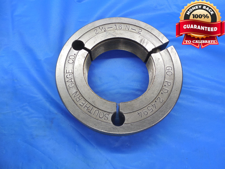 2 1/2 16 N 2 (3A) THREAD RING GAGE 2.5 GO ONLY P.D. = 2.4594 2.50 2.500 2.5000 - DW10401RD