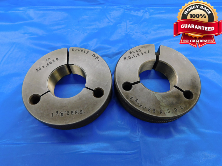 1 5/8 28 NS DOUBLE LEAD THREAD RING GAGES 1.625 GO NO GO PD'S = 1.6028 & 1.5997 - DW10462RD