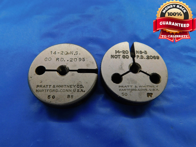 14 20 NS 3 THREAD RING GAGES #14 .242 GO NO GO P.D.'S = .2095 & .2069 .2420 - DW10480RD