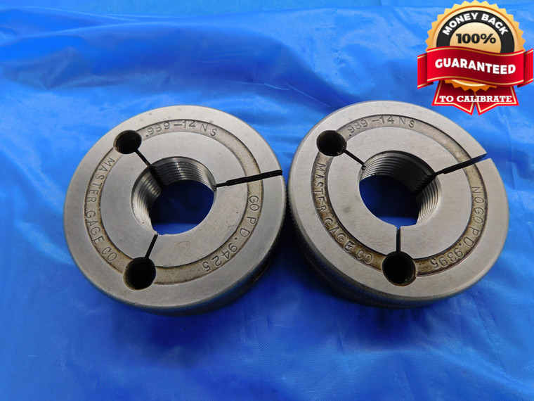 .989 14 NS THREAD RING GAGES GO NO GO P.D.'S = .9425 & .9395 .9890 INSPECTION - DW10554RD