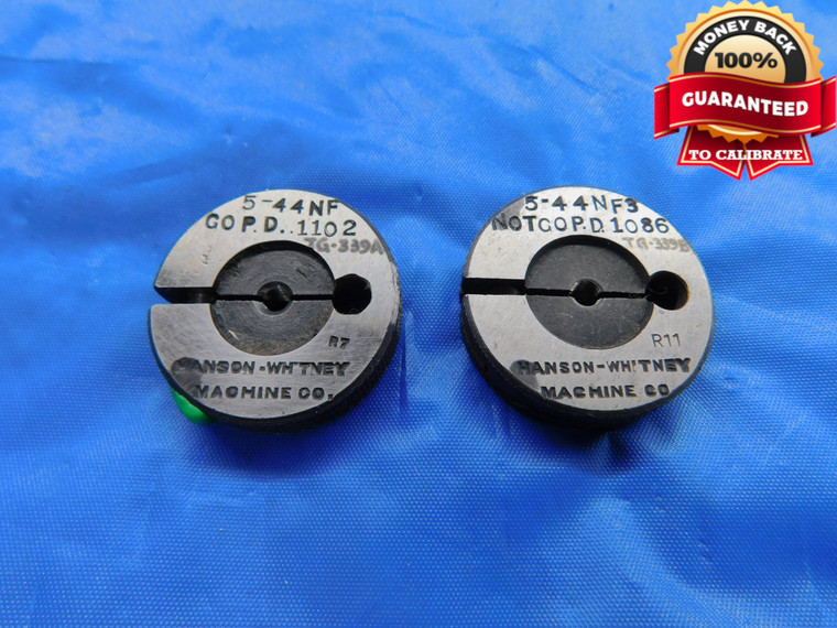 5 44 NF 3 THREAD RING GAGES #5 .125 GO NO GO P.D.'S = .1102 & .1086 UNF-3 .1250 - DW10573BU