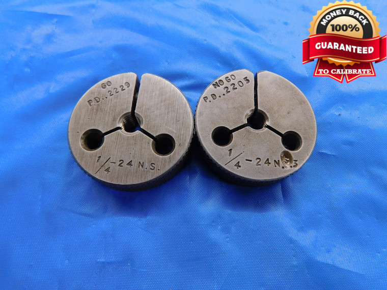 1/4 24 NS 3 THREAD RING GAGES .25 GO NO GO P.D.'S = .2229 & .2205 .250 .2500 - DW10614RD