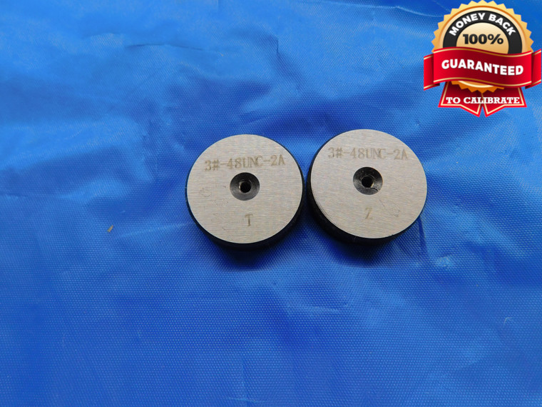 3 48 UNC 2A SOLID THREAD RING GAGES #3 .099 GO NO GO P.D.'S = .0848 & .0825 - DW10664HX