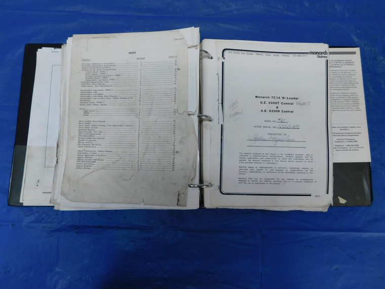 MONARCH TC1A LATHE INSTRUCTION MANUALS PARTS LIST DIAGRAMS MAINTENANCE - MS3383BU