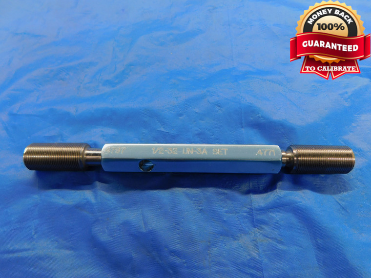 1/2 32 UN 3A SET THREAD PLUG GAGE .5 GO NO GO P.D.'S = .4797 & .4771 .50 .500 - DW10822BU