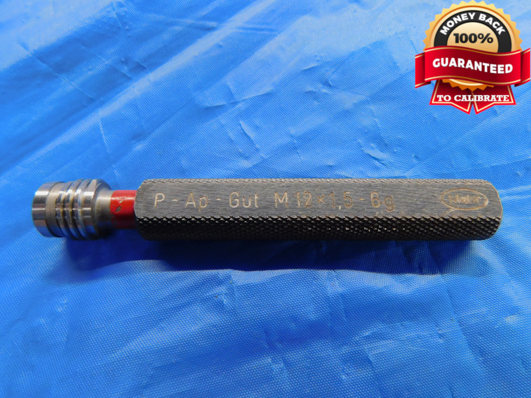 M12 X 1.25 6g METRIC THREAD PLUG GAGE GO ONLY INSPECTION CHECK - DW10910BU