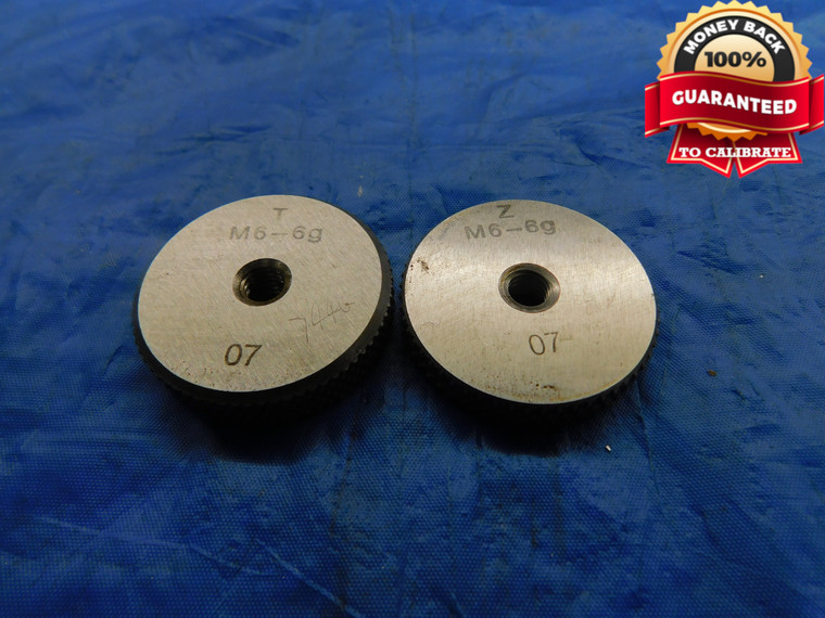 M6 X 1 6g METRIC SOLID THREAD RING GAGES GO NO GO P.D.'S = 5.324 & 5.212 CHECK - DW11175HX