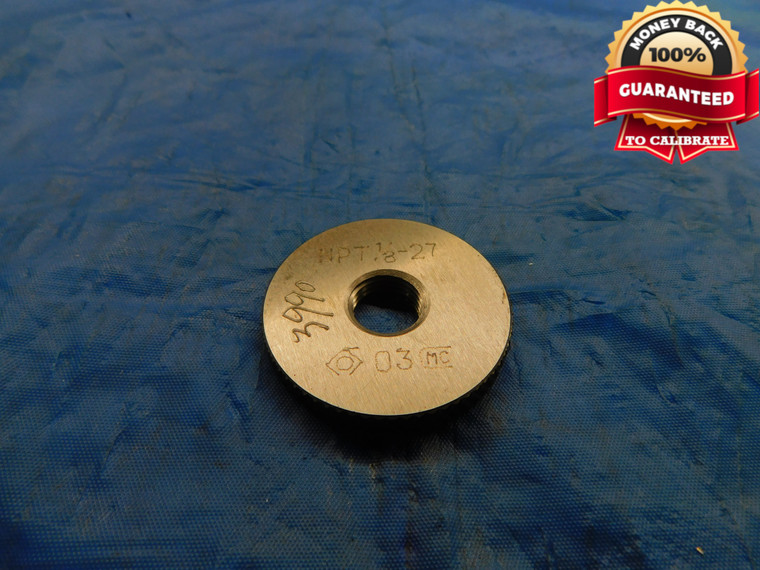 1/8 27 NPT L1 3 STEP PIPE THREAD RING GAGE .125 .1250 N.P.T. NATIONAL TAPER - DW11172HX