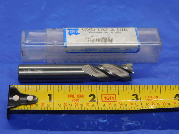 NEW OSG 7/16 O.D. 1 1/4 LOC SOLID CARBIDE END MILL 4 FL 404-4375 .4375 - MS3813JHD